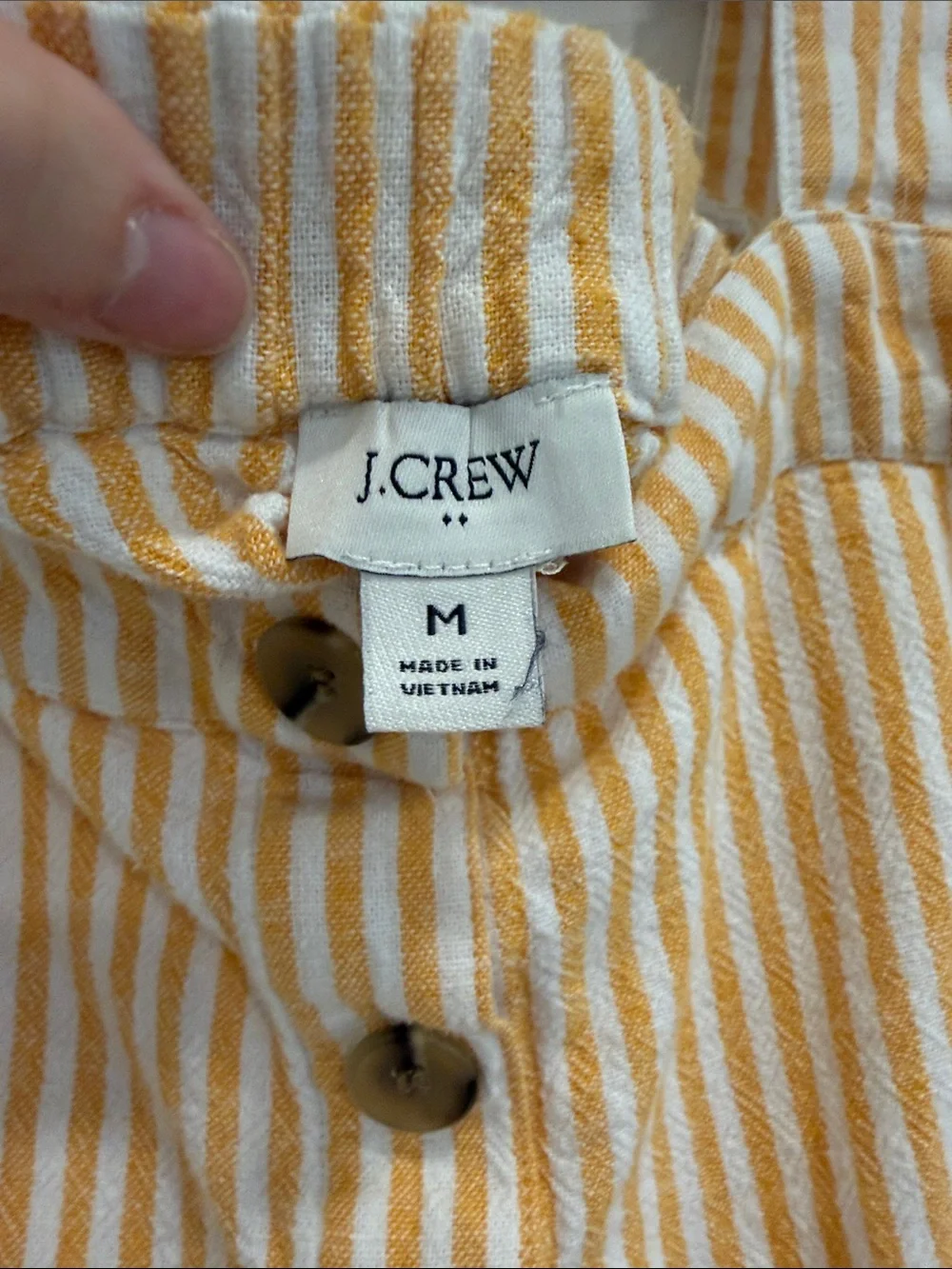 J. Crew Yellow and White Striped Button-Front Tank